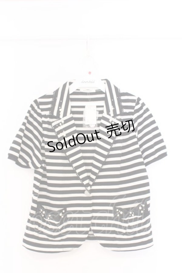 画像1: axes femme / ボーダージャケット風ボレロ M クロ O-26-02-27-044-AX-TO-IG-OS (1)