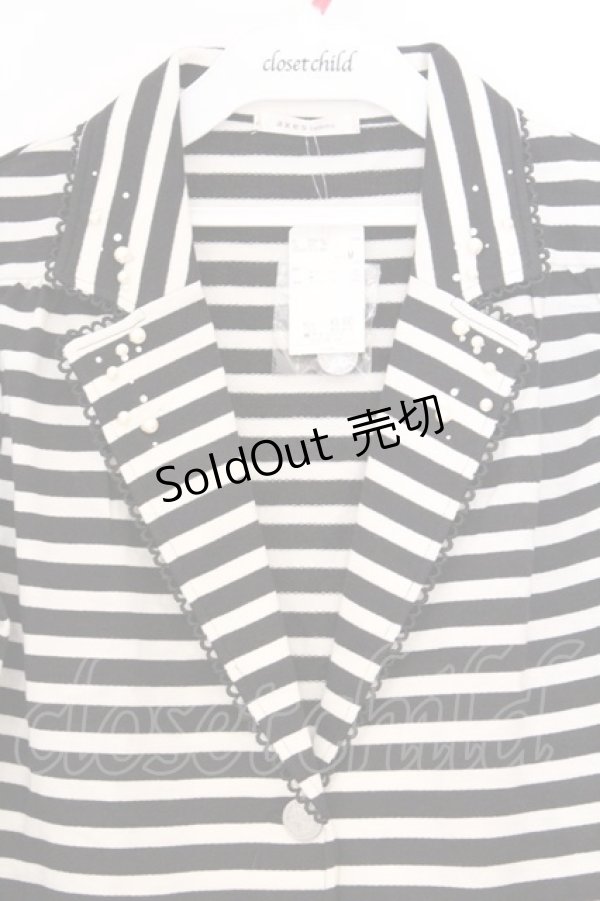 画像2: axes femme / ボーダージャケット風ボレロ M クロ O-26-02-27-044-AX-TO-IG-OS (2)