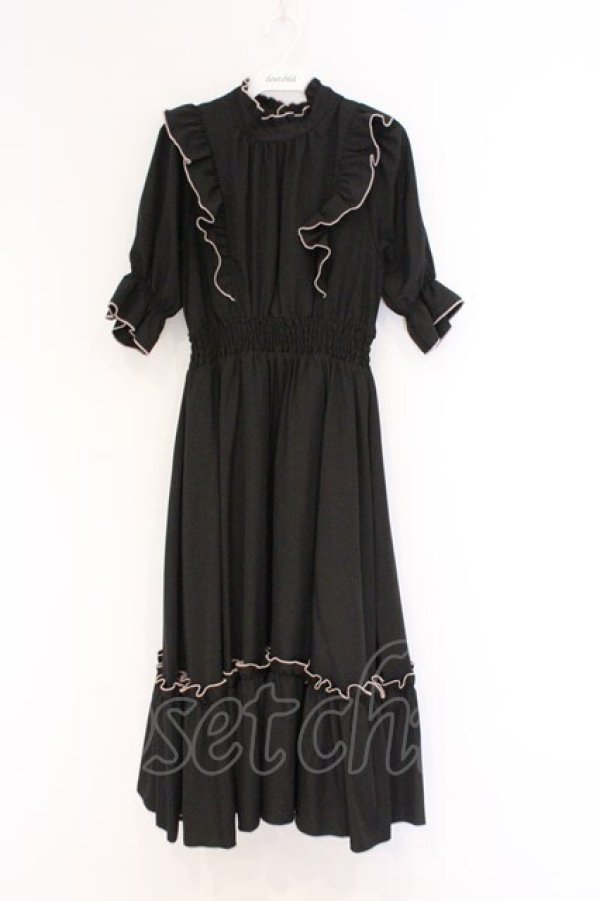 画像1: m petit by misako / NINA'SコラボAMハイショクメローワンピース S クロ×ピンク O-26-02-27-048-LO-OP-IG-OS (1)