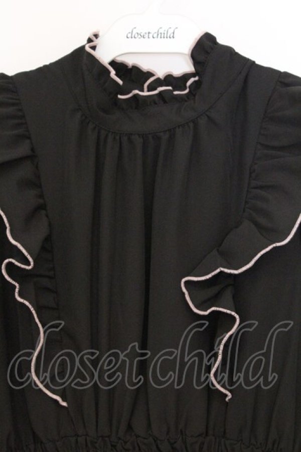 画像2: m petit by misako / NINA'SコラボAMハイショクメローワンピース S クロ×ピンク O-26-02-27-048-LO-OP-IG-OS (2)