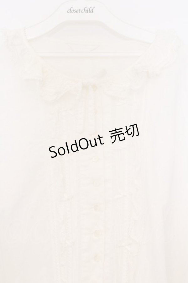 画像2: PINK HOUSE / プチリボンタックフリルブラウス【お直しあり】  シロ O-26-02-27-050-LO-BL-IG-OS (2)