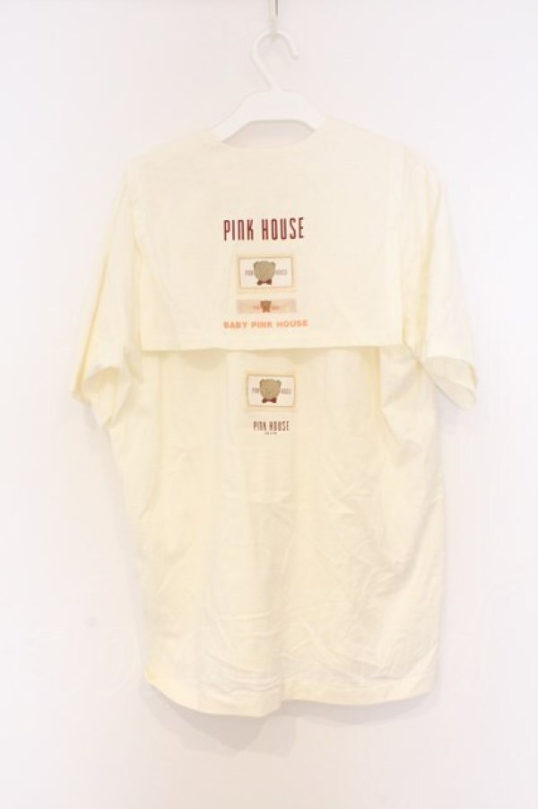 画像2: PINK HOUSE / かおくまワッペンセーラー半袖カットソー L アイボリー O-26-02-27-054-LO-TO-IG-OS (2)