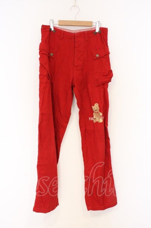 画像1: PINK HOUSE / くま刺繍パンツ【お直しあり】  アカ O-26-02-27-056-LO-PA-IG-OS (1)