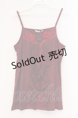 画像: axes femme / ローズモチーフフリルキャミソール M ワイン O-26-02-27-007-AX-TO-IG-OS