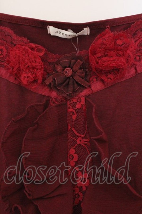 画像2: axes femme / ローズモチーフフリルキャミソール M ワイン O-26-02-27-007-AX-TO-IG-OS (2)