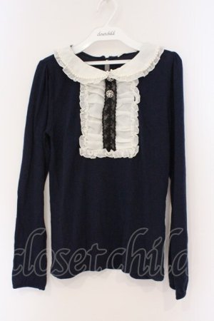 画像: axes femme / 衿付きブロッキングプルオーバー M ネイビー O-26-02-27-008-AX-TO-IG-OS