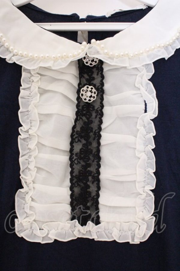 画像2: axes femme / 衿付きブロッキングプルオーバー M ネイビー O-26-02-27-008-AX-TO-IG-OS (2)