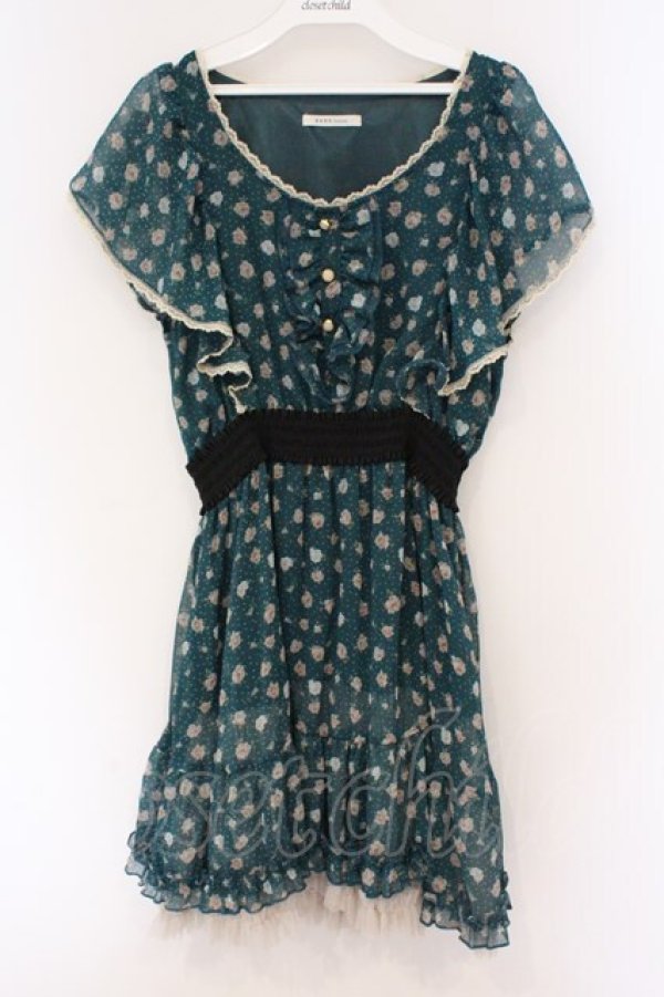 画像1: axes femme / ウエストマーク小花柄ワンピース M グリーン O-26-02-27-010-AX-TO-IG-OS (1)