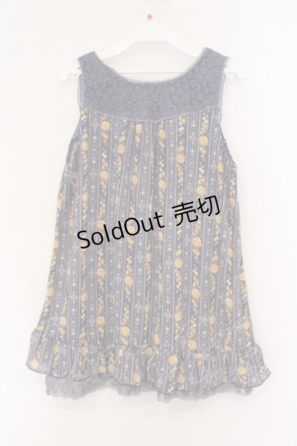 画像2: axes femme / フラワーストライプタンクチュニック M ブルー O-26-02-27-012-AX-TO-IG-OS (2)