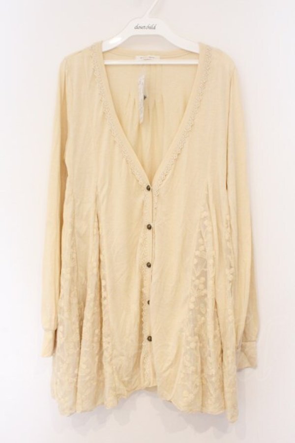 画像1: axes femme / チュール刺繍切り替えカットカーディガン M アイボリー O-26-02-27-017-AX-TO-IG-OS (1)