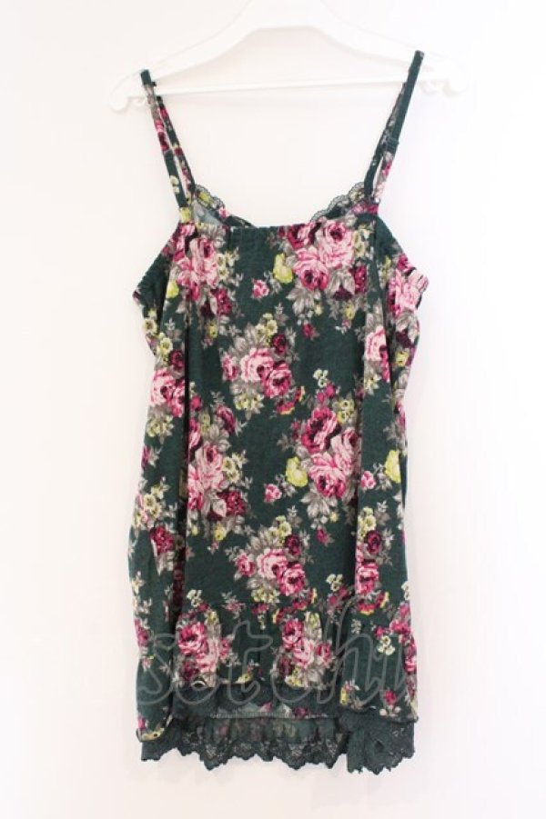 画像3: axes femme / リボン付き薔薇柄キャミソール M グリーン O-26-02-27-018-AX-TO-IG-OS (3)