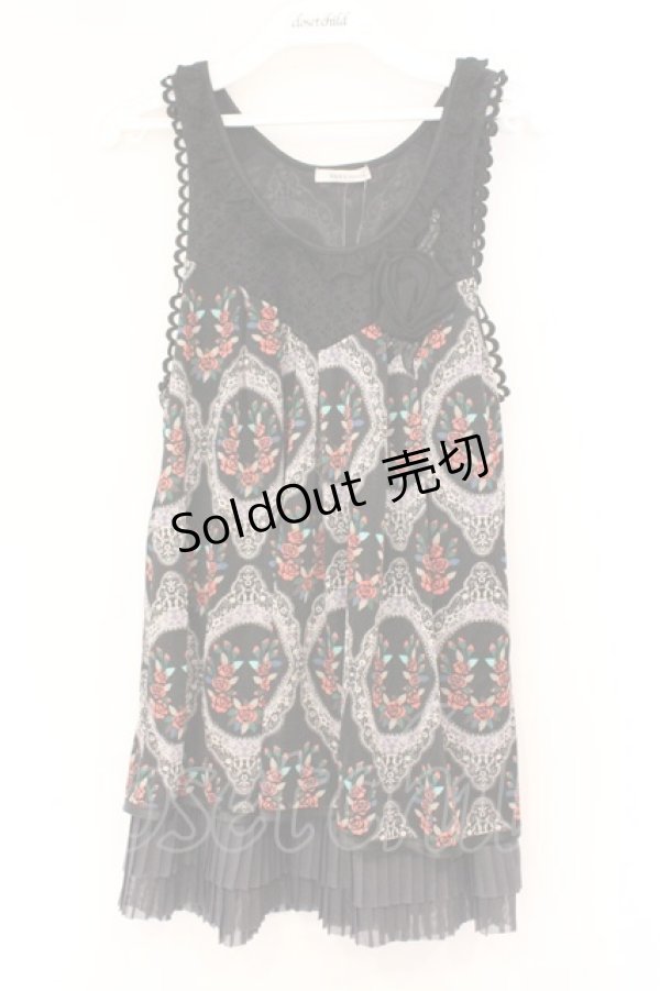 画像1: axes femme / 薔薇柄チュニック M クロ O-26-02-27-019-AX-TO-IG-OS (1)