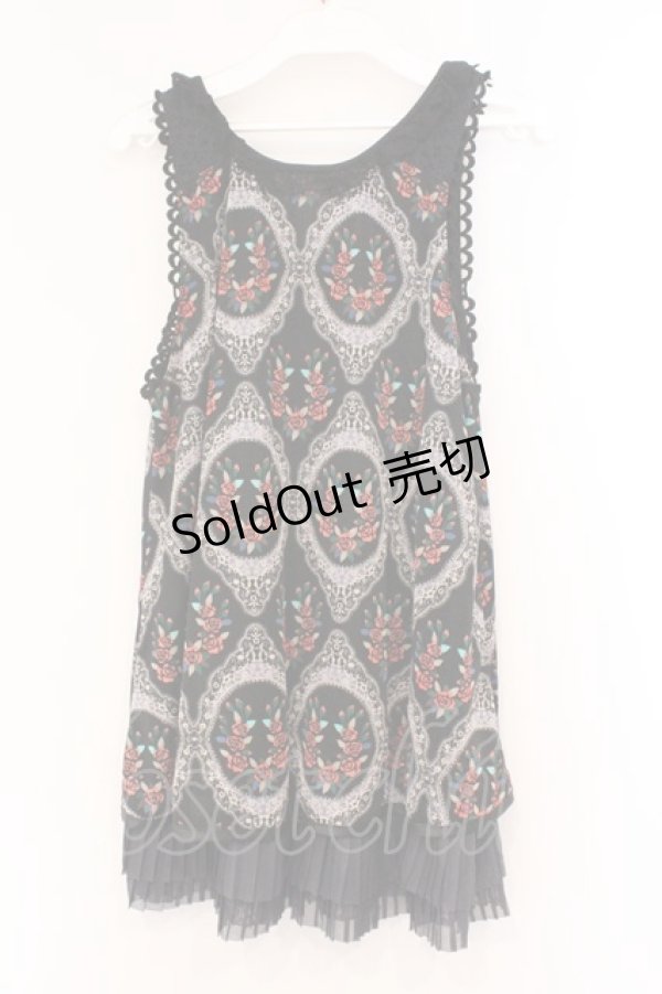 画像2: axes femme / 薔薇柄チュニック M クロ O-26-02-27-019-AX-TO-IG-OS (2)