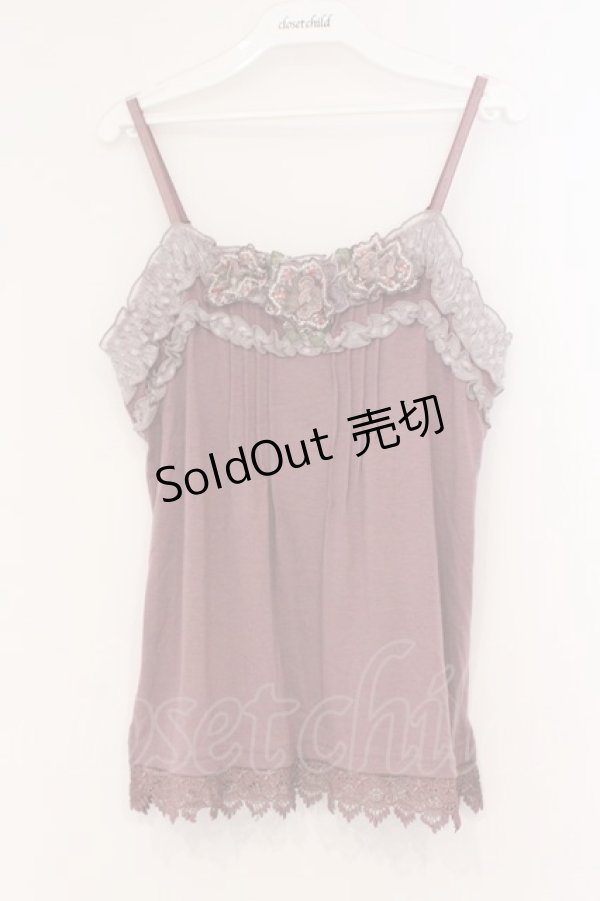 画像1: axes femme / フラワーフリルモチーフキャミソール M 濃ピンク O-26-02-27-020-AX-TO-IG-OS (1)