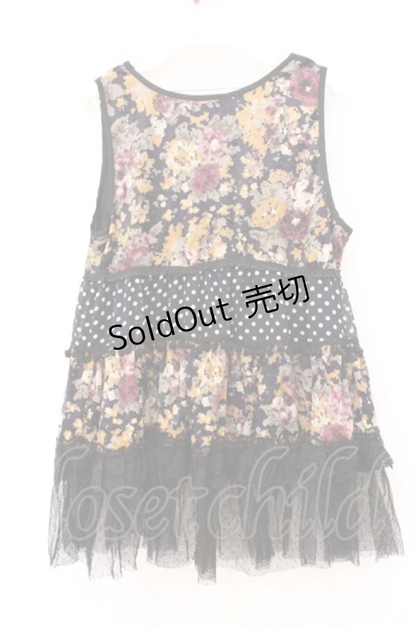 画像3: axes femme / ベロアフラワーティアードタンクトップ M ネイビー O-26-02-27-022-AX-TO-IG-OS (3)