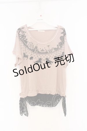 画像: axes femme / 遊園地シルエットTシャツ M ピンクベージュ×クロ O-26-02-27-028-AX-TO-IG-OS