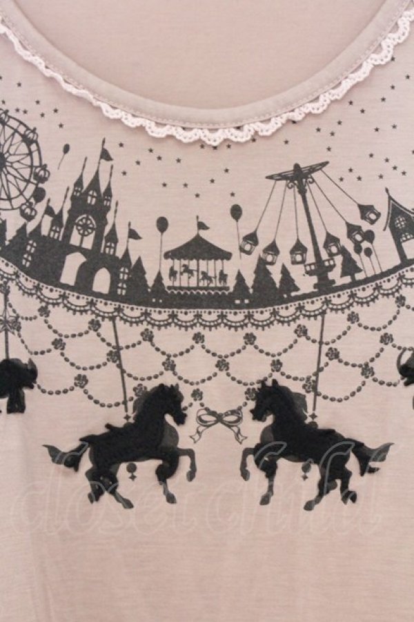 画像2: axes femme / 遊園地シルエットTシャツ M ピンクベージュ×クロ O-26-02-27-028-AX-TO-IG-OS (2)