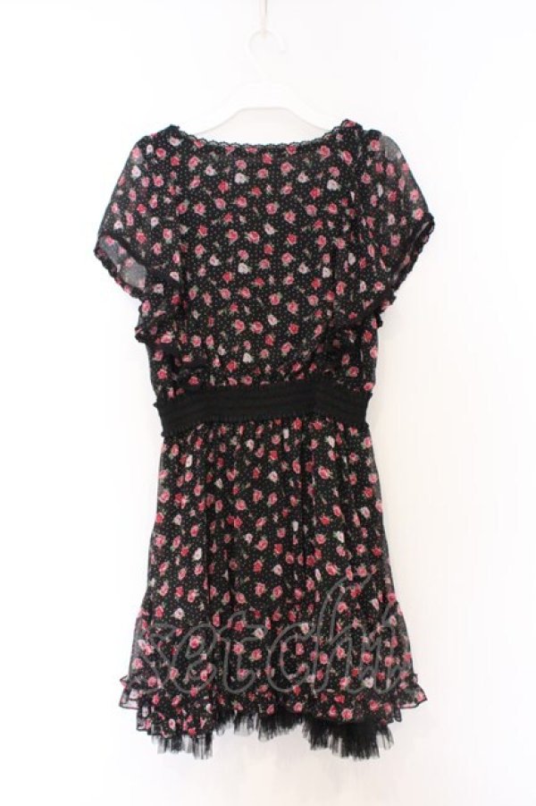 画像3: axes femme / ウエストマーク小花柄ワンピース M クロ O-26-02-27-029-AX-TO-IG-OS (3)