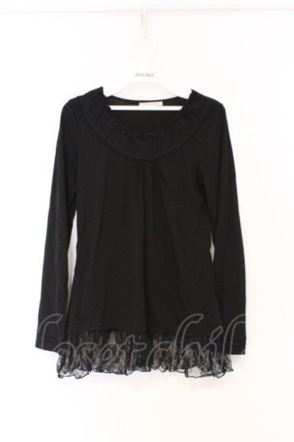 画像1: axes femme / レースフリルカットソー M クロ O-26-02-27-032-AX-TO-IG-OS (1)