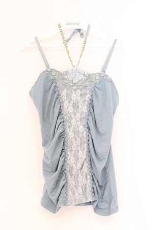 画像: axes femme / スパンコール使いホルターキャミソール M ブルー O-26-03-01-033-AX-TO-OW-OS