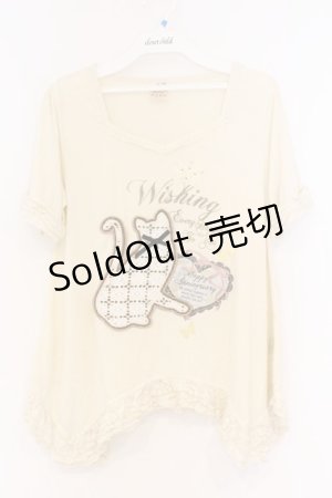 画像: axes femme / レース猫ワッペンTシャツ M キナリ O-26-03-01-035-AX-TO-OW-OS