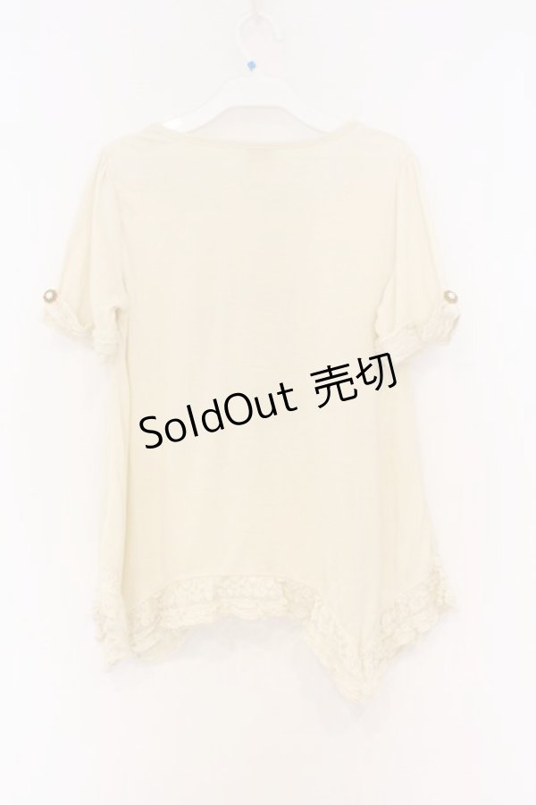 画像3: axes femme / レース猫ワッペンTシャツ M キナリ O-26-03-01-035-AX-TO-OW-OS (3)