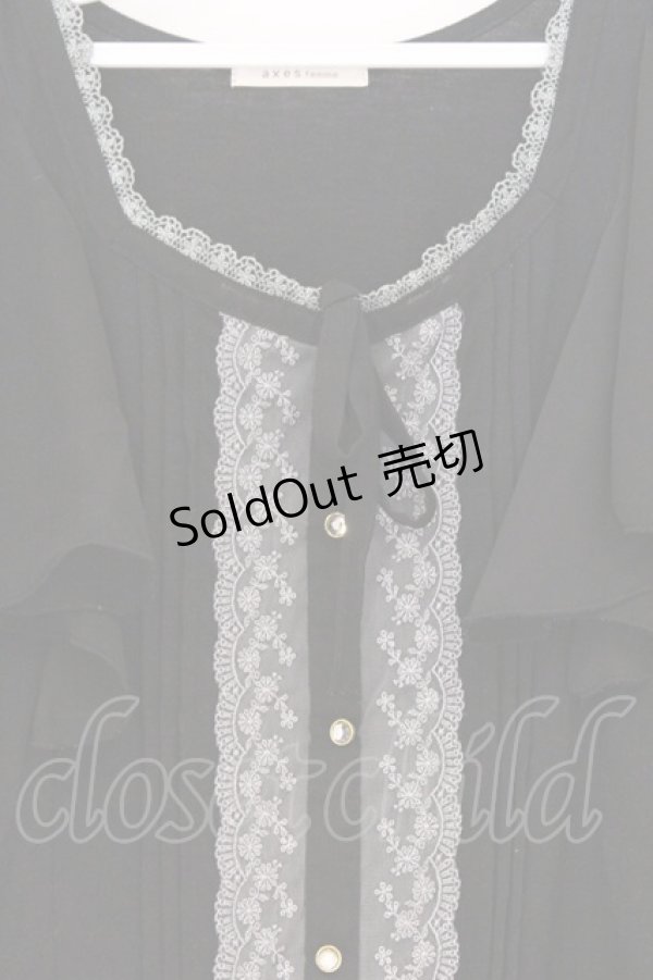 画像2: axes femme / 肩フリルノースリチュニック M クロ O-26-03-01-036-AX-TO-OW-OS (2)
