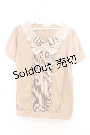 画像: axes femme / ストライプ切り替えブラウス風カットソー M ブラウン系 O-26-03-01-037-AX-TO-OW-OS