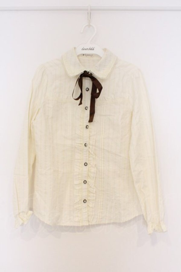 画像1: axes femme / ストライプ柄ブラウス M キナリ O-26-03-01-038-AX-BL-OW-OS (1)