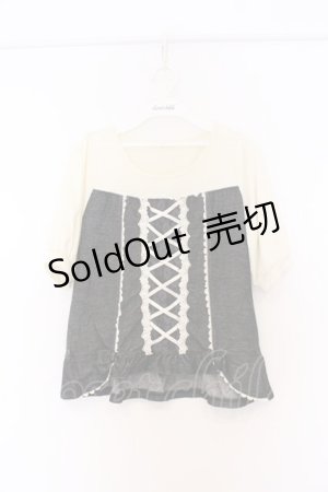 画像: axes femme / デニムビスチェ風切り替えプルオーバー M クロ×キナリ O-26-03-01-041-AX-TO-OW-OS