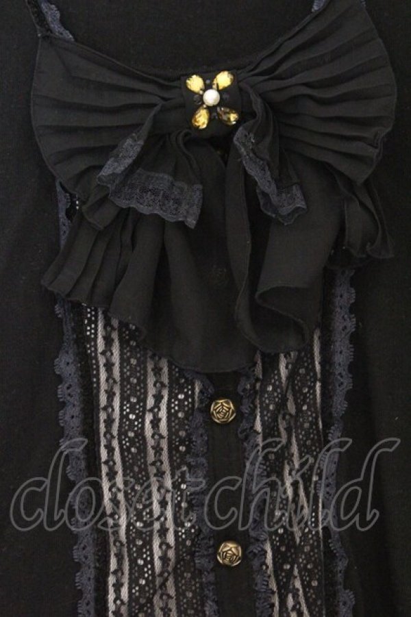 画像2: axes femme / プリーツシフォンリボンニットソー M クロ O-26-03-01-043-AX-TO-OW-OS (2)