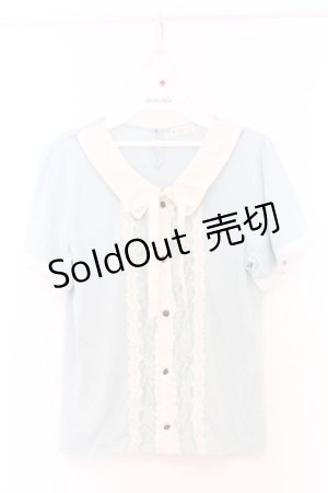 画像: axes femme / ビジュー使い襟付きカットソー M ミントブルー O-26-03-01-044-AX-TO-OW-OS