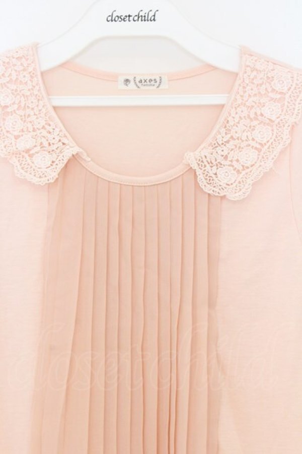 画像2: axes femme / ネックレス付プリーツプルオーバー M ピンク O-26-03-01-046-AX-TO-OW-OS (2)