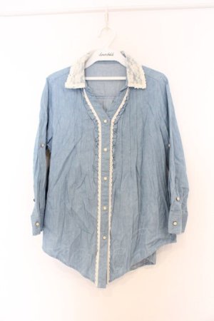 画像: axes femme / 後ろ編み上げレースデニムシャツ M ブルー O-26-03-01-047-AX-BL-OW-OS