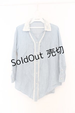 画像: axes femme / 後ろ編み上げレースデニムシャツ M ブルー O-26-03-01-047-AX-BL-OW-OS