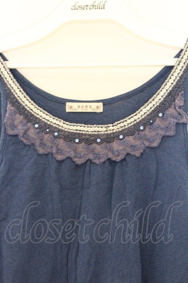 画像2: axes femme / スパンコール配色タンクトップ M ブルー O-26-03-01-048-AX-TO-OW-OS (2)