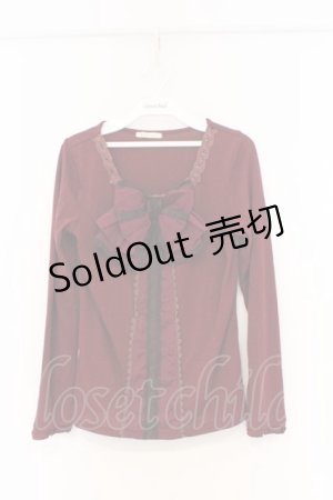 画像: axes femme / ストライプリボンカットソー M ワイン O-26-03-01-049-AX-TO-OW-OS