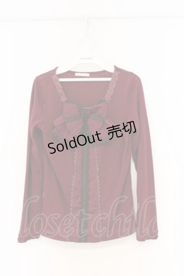 画像1: axes femme / ストライプリボンカットソー M ワイン O-26-03-01-049-AX-TO-OW-OS (1)