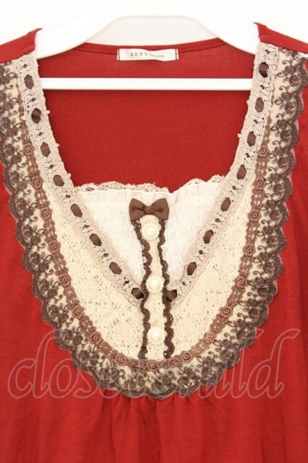 画像2: axes femme / 刺繍入りブロッキングPO M ワイン O-26-03-01-052-AX-TO-OW-OS (2)