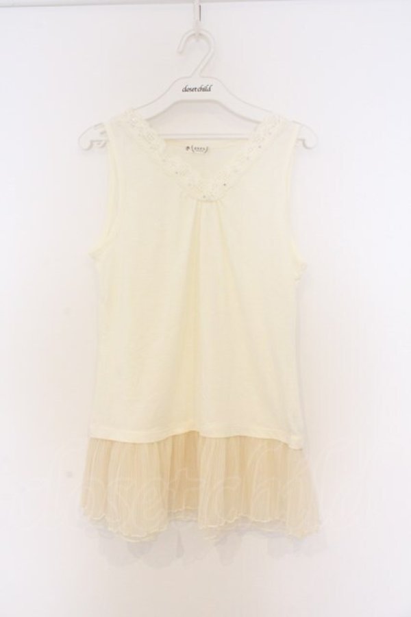 画像1: axes femme / 裾プリーツタンクトップ M キナリ O-26-03-01-055-AX-TO-OW-OS (1)