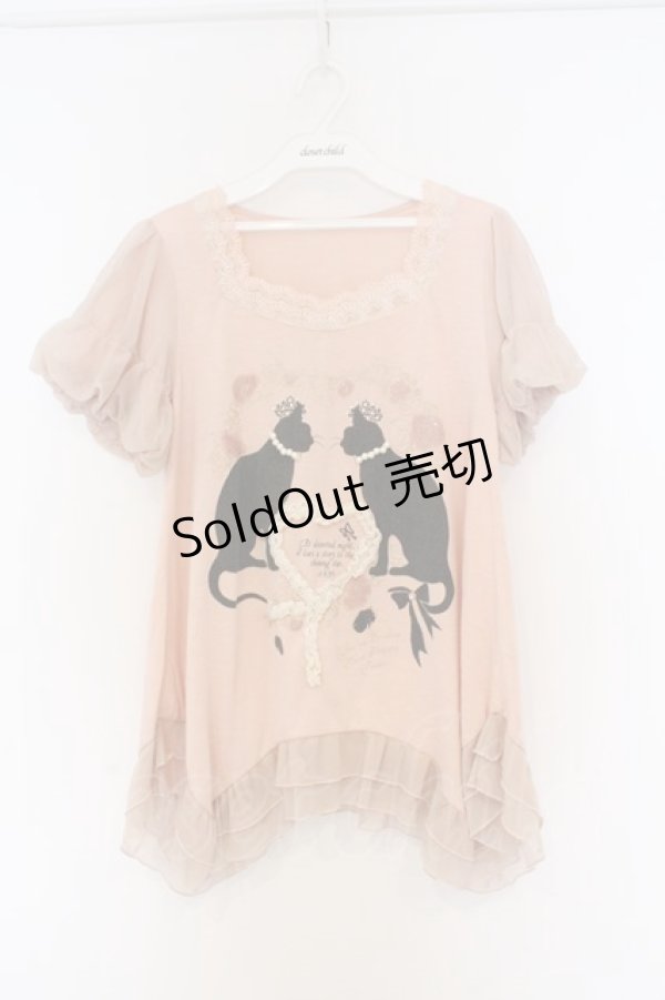 画像1: axes femme / ねこpt裾フリルカットソー M ピンク O-26-03-01-056-AX-TO-OW-OS (1)