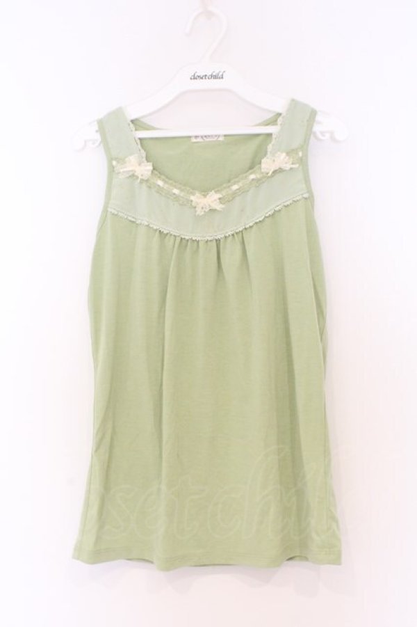 画像1: axes femme / BACKリボンタンクトップ M グリーン O-26-03-01-060-AX-TO-OW-OS (1)