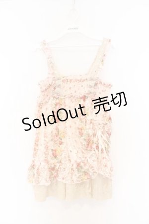 画像: axes femme / 花柄レース使いオーバーキャミソール M ピンク O-26-03-01-065-AX-TO-OW-OS