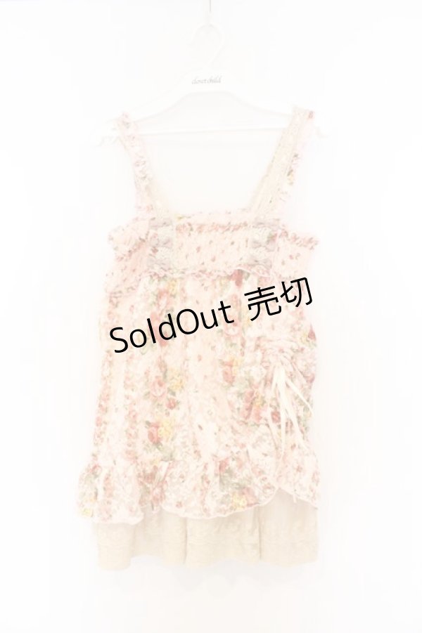 画像1: axes femme / 花柄レース使いオーバーキャミソール M ピンク O-26-03-01-065-AX-TO-OW-OS (1)