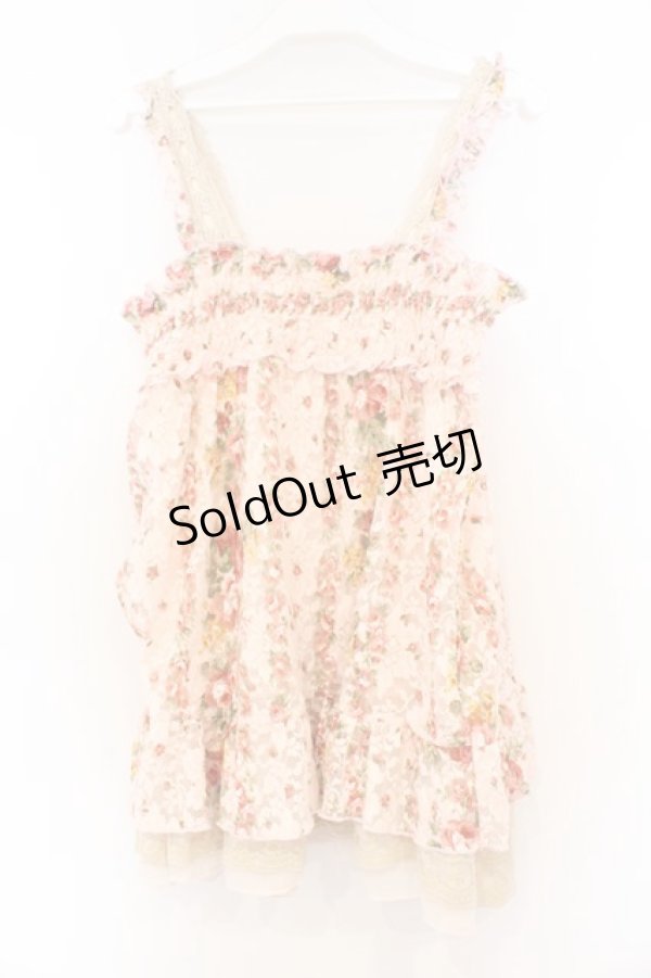 画像3: axes femme / 花柄レース使いオーバーキャミソール M ピンク O-26-03-01-065-AX-TO-OW-OS (3)