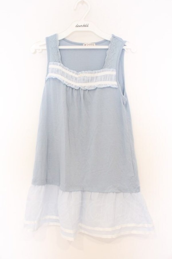 画像1: axes femme / シフォンフリルタンクトップ M サックス O-26-03-01-071-AX-TO-OW-OS (1)