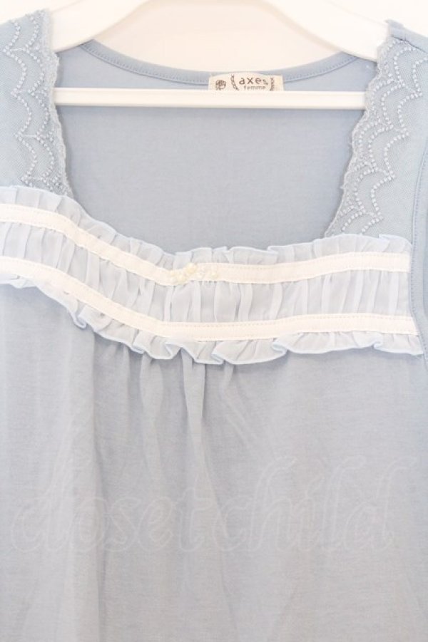 画像2: axes femme / シフォンフリルタンクトップ M サックス O-26-03-01-071-AX-TO-OW-OS (2)
