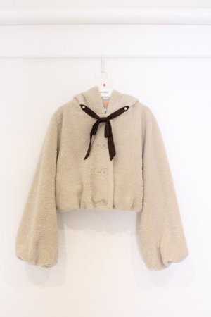 画像: Fi.n.t / リボン付きボアショートコート F アイボリー O-26-03-01-007-CA-JA-OW-OS