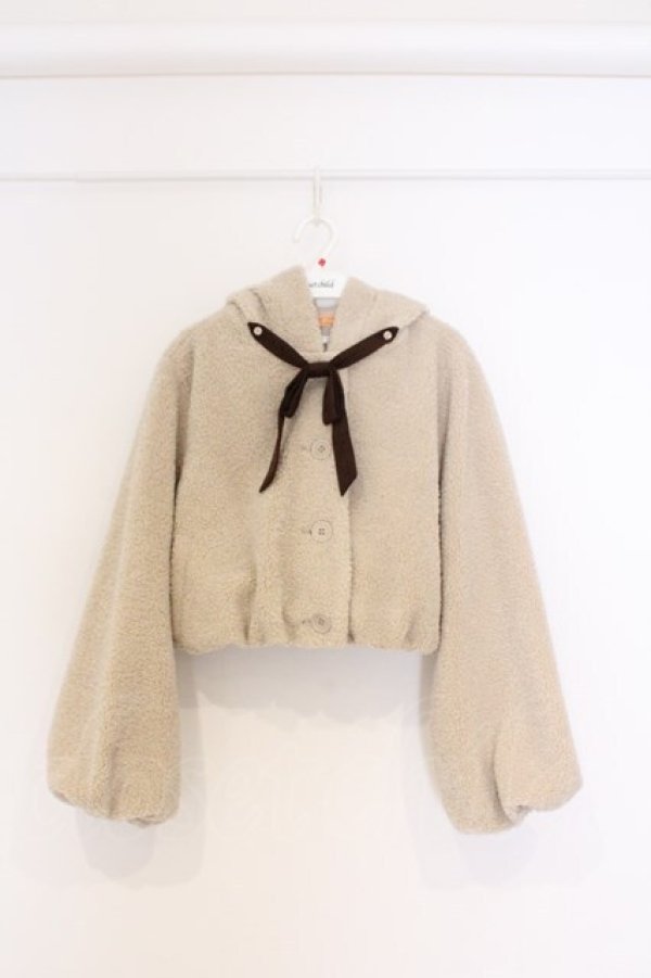 画像1: Fi.n.t / リボン付きボアショートコート F アイボリー O-26-03-01-007-CA-JA-OW-OS (1)