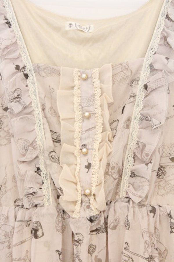 画像2: axes femme / アンティーク猫ワンピース M キナリ O-26-03-01-073-AX-OP-OW-OS (2)